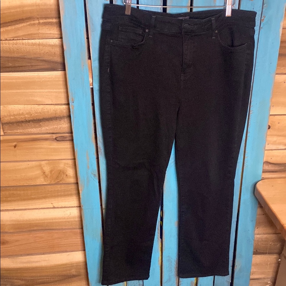 NYDJ Marilyn Straight Lift Tuck Black Jeans size 16 inseam 29” high rise